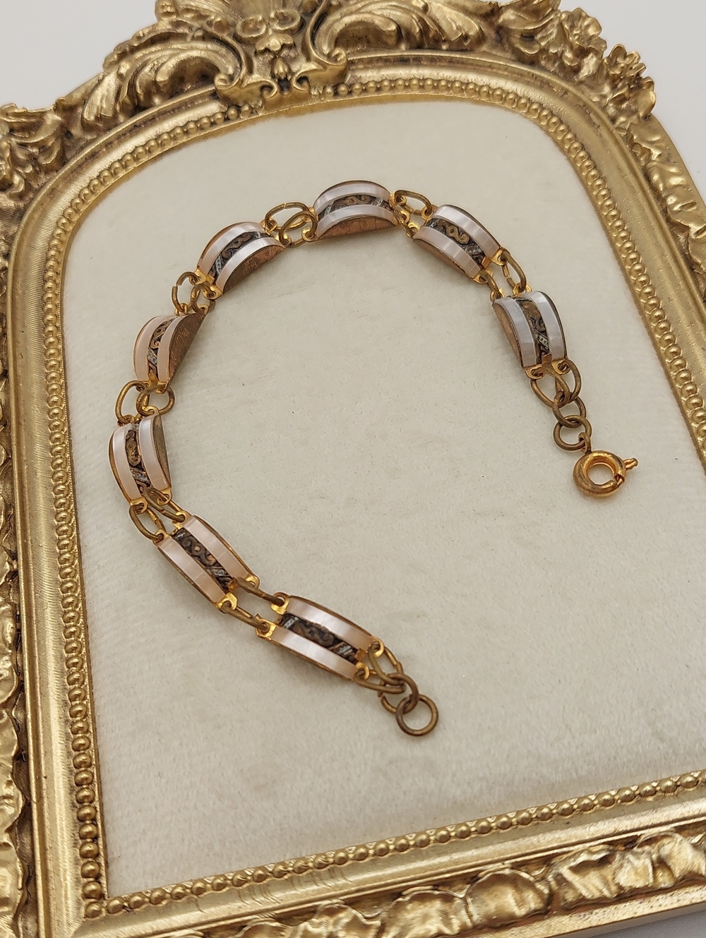 MOP Vtg TOLEDOWARE Damascene Gold copper Women's Link Bracelet